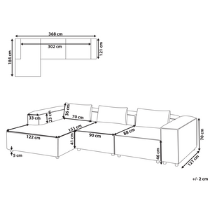 Divano modulare a 4 posti a sinistra in ecopelle nera lato destro stile moderno