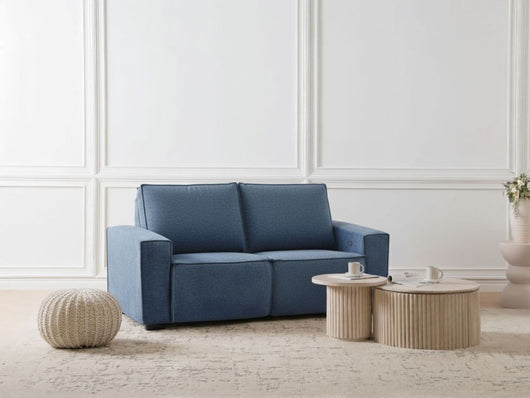 Divano elettrico reclinabile Poliestere blu imbottito divano a 2 posti Design moderno Funzione relax