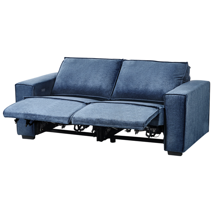 Divano elettrico reclinabile Poliestere blu imbottito divano a 2 posti Design moderno Funzione relax