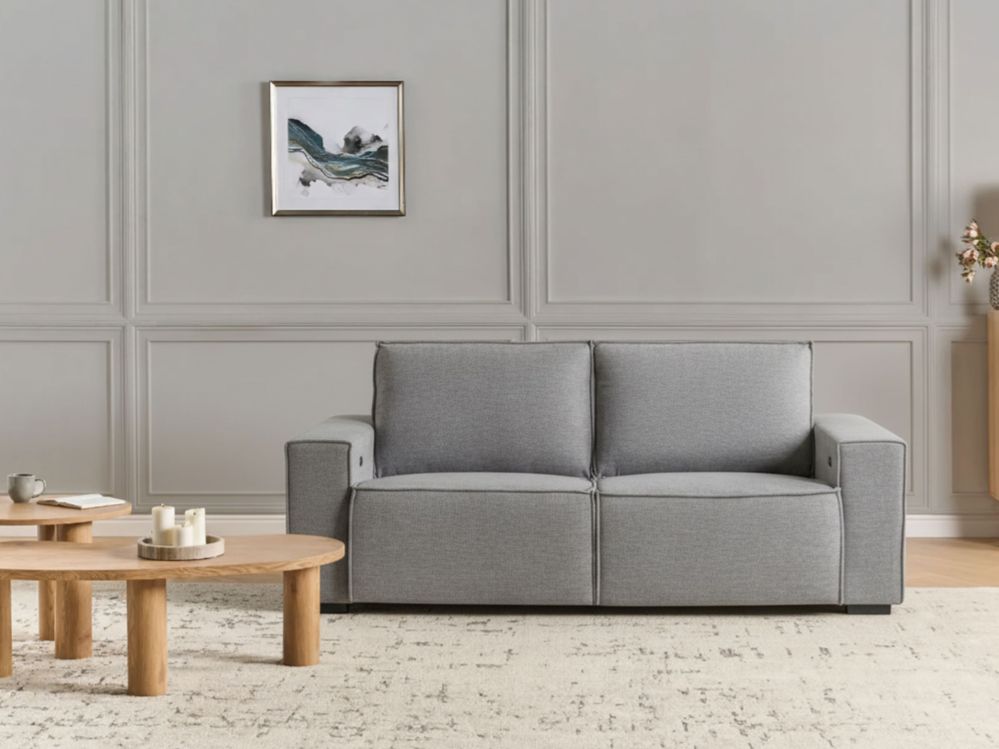 Divano reclinabile elettrico in tessuto a 2 posti grigio Design moderno Funzione relax