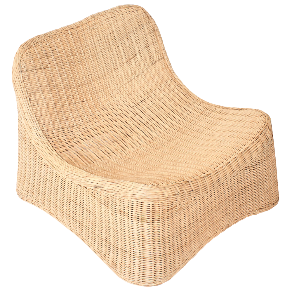 Poltrona e poggiapiedi in rattan da giardino Set basso impilabile in rattan naturale