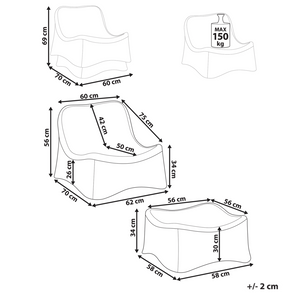 Poltrona e poggiapiedi in rattan da giardino Set basso impilabile in rattan naturale