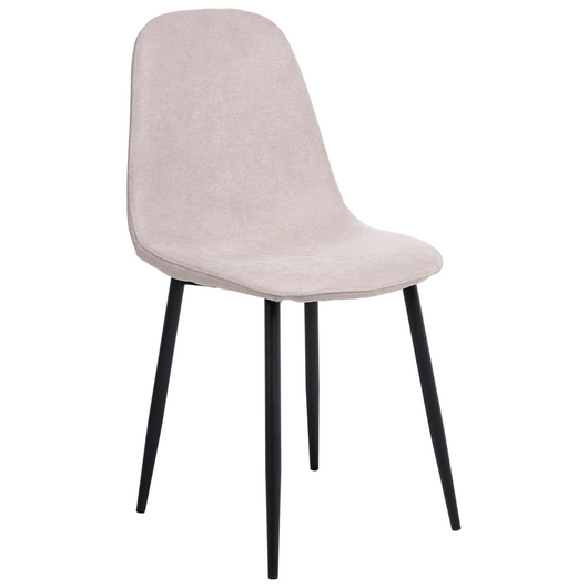 Set di 4 sedie da pranzo Beige Poliestere Tappezzato Ferro Gambe Nere Sala da pranzo senza braccioli