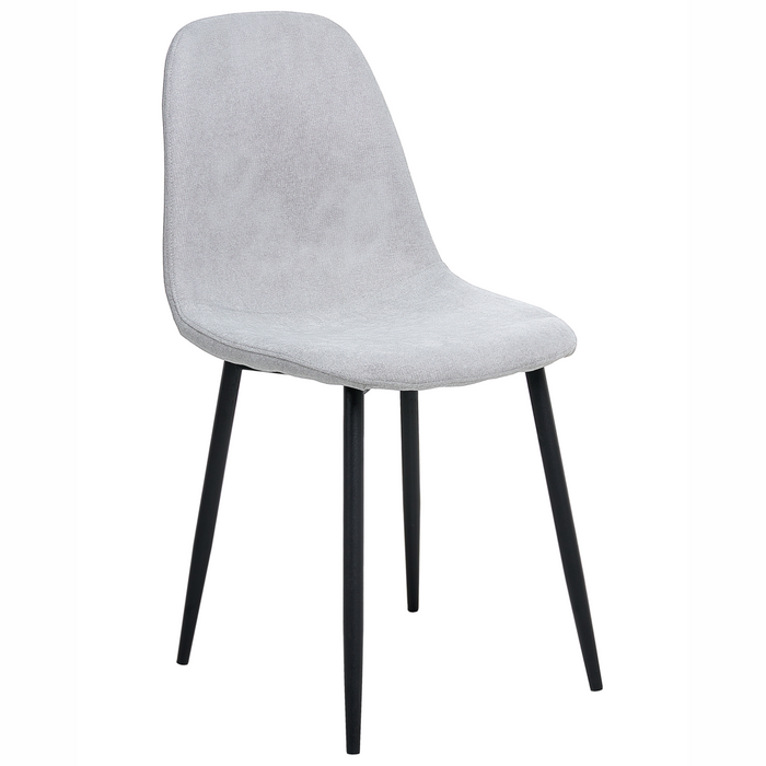 Set di 4 sedie da pranzo Grigio Poliestere Tappezzato Ferro Gambe Nere Sala da pranzo senza braccioli