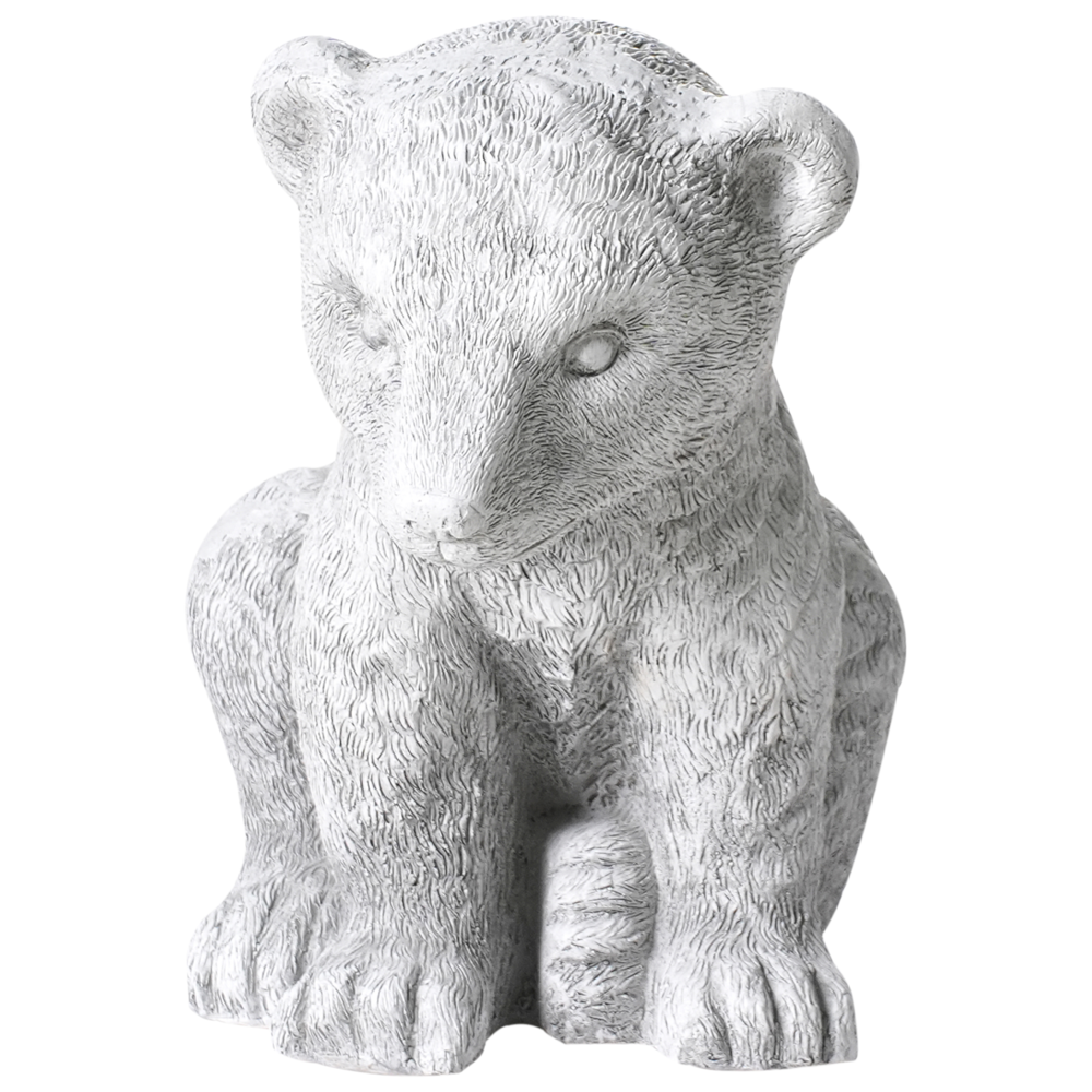 Statuetta decorativa in ferro a forma di orso grigio per interni ed esterni
