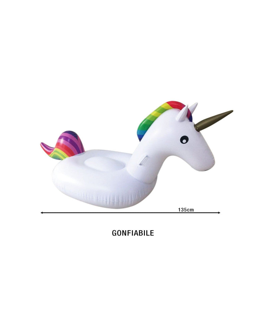 Unicorno Fashion Luxury Cavalcabile Gigante 135 X 90 Cm Cavallo Arcobaleno         