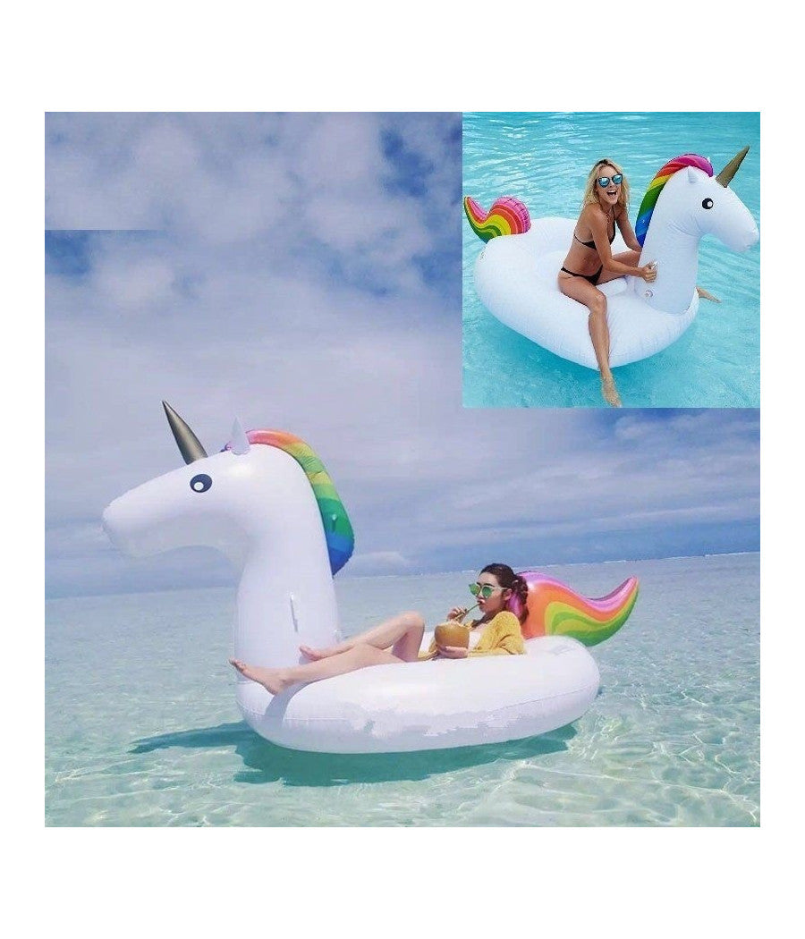 Unicorno Gonfiabile Gigante Isola Materassino Mare Piscina Maxi 224x164 Cm         