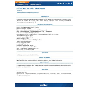 Unifix grasso incolore 400ml lubrificante spray atossico per parti meccaniche in movimento