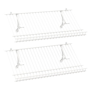 Kit organizzatore di stoccaggio di mensole personalizzabile per lavanderia-Set di 2 scaffali a muro 61 cm porta scarpe in metallo Bianco