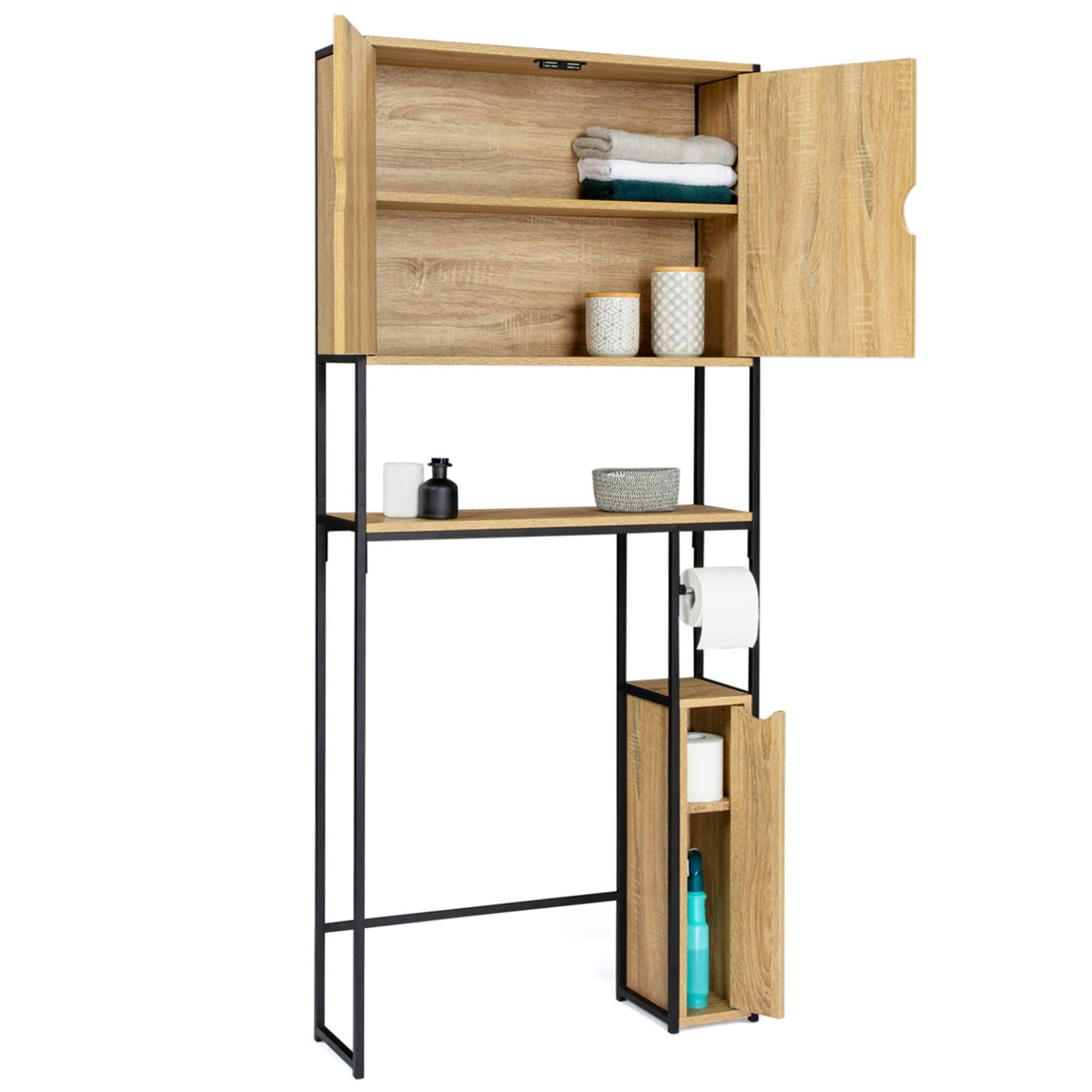 IDMarket - Unità WC 3 in 1 con armadietti di design industriale DETROIT