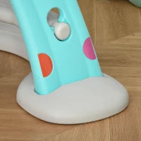 Scivolo per Bambini da 18 Mesi Pieghevole con 3 Scalini e Canestro Basket, Scivolo da Interno ed Esterno, 147x82x85.5 cm, Blu e Grigio