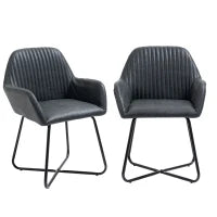 Set 2 Sedie Moderne per Sala da Pranzo, Cucina o Soggiorno, Sedie Imbottite in Similpelle Nera 60x56.5x85cm