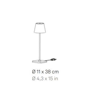 Lampada da Tavolo Poldina Corten 230V con spina LED Dimmerabile 11x38 cm - Design Moderno in Alluminio