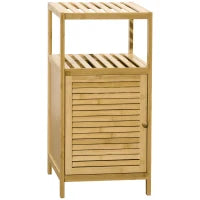 kleankin Mobiletto Bagno in Bambù a Doghe con Armadietto a un'Anta, 33x36.5x67cm, Colore Legno Naturale