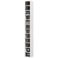 Contenitori per CD e DVD con 12 Compartimenti, Capacità Massima 204 CD, 21 x 20 x 175 cm, Bianco