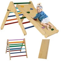 Triangolo arrampicata per bambini 3 in 1, rampa a doppia faccia per arrampicare e scivolare, carico 50 kg, 147x64,5x63 cm, multicolore