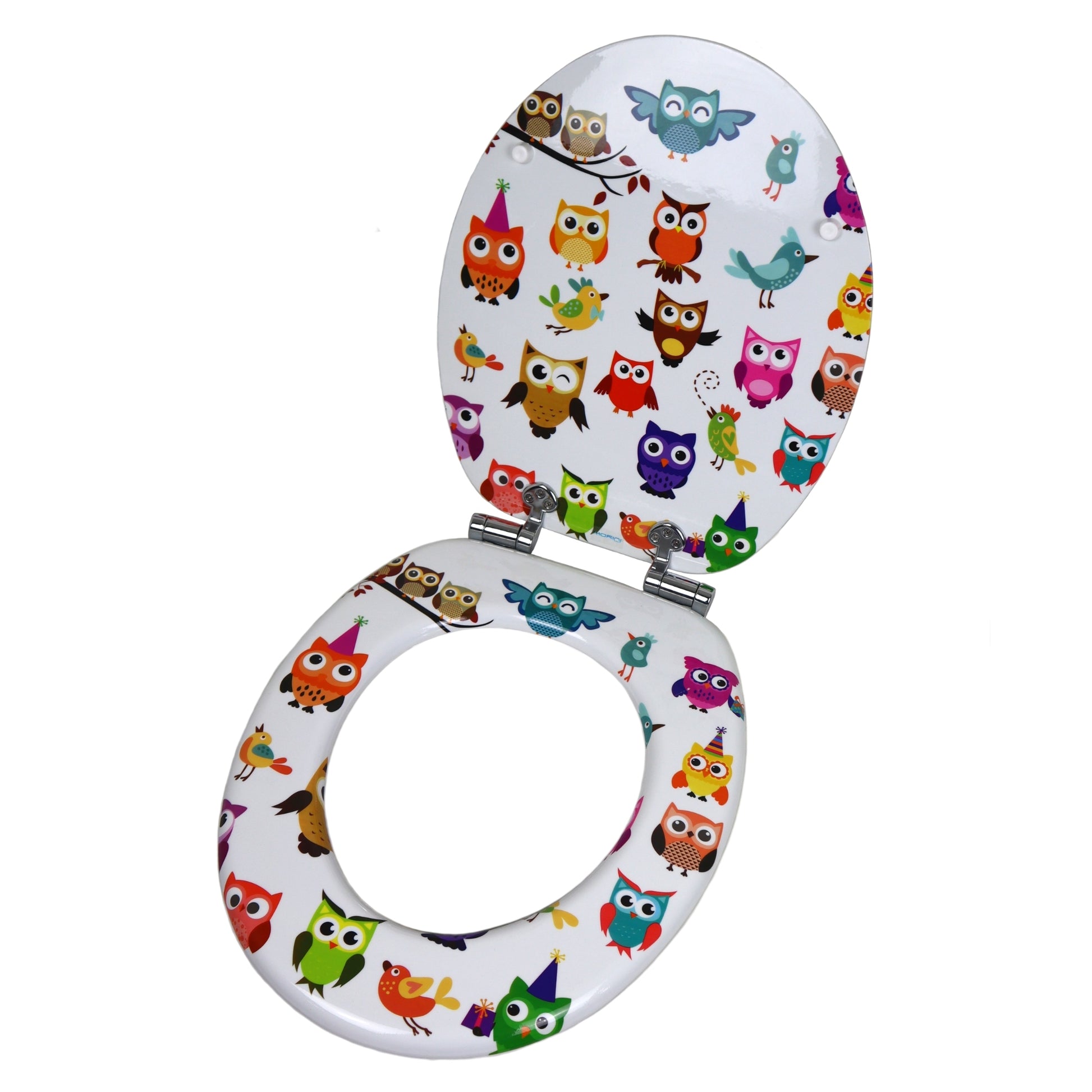 Sedile copri wc universale frizionato fantasia mdf chiusura rallentata *** fantasia color owl, confezione 1