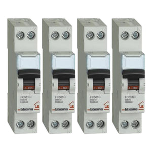 Interruttore magnetotermico 4 pezzi 1 polo + neutro curva c btdin rs fc881c *** ampere 16 ampere, confezione 1