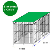 Recinto per cani 3x2 metri con copertura zincatura a caldo viteria compresa