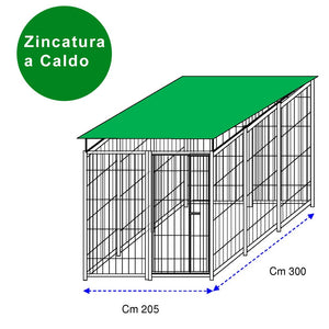 Recinto per cani 3x2 metri con copertura zincatura a caldo viteria compresa