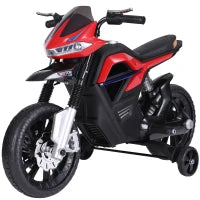 Moto Elettrica per Bambini da 6V con Rotelle, Fari e Musica, in PP e Metallo, 105x52.3x62.3 cm, Rosso