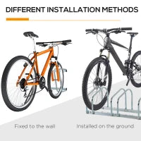 Rastrelliera Portabiciclette Parcheggio per 5 Biciclette in Acciaio, 145×33×27 cm, Argento