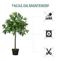 Set di 2 Alberi di Alloro in Vaso Artificiali Altezza 90cm per Interni ed Esterni