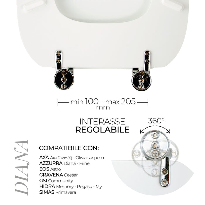 Sedile per WC modello DIANA - Misure 35,1x46,30 cm.