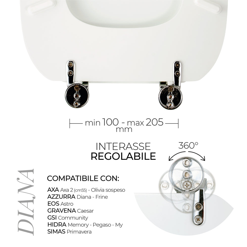 Sedile per WC modello DIANA - Misure 35,1x46,30 cm.