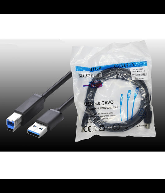 Usb 3.0 Am - Bm 3 Metri Cavo Maschio Pc Stampante Videocamera Maxtech Ca-3bm3m         