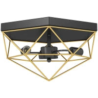 Lampada da Soffitto Stile Industriale Geometrica con 3 Attacchi E27 per Lampadine LED, Nero e Oro