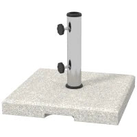 Base per Ombrellone da Giardino 25kg per Pali da Ø32mm, Ø38mm e Ø48mm, in Granito e Acciaio Inox, 38x38x38 cm, Grigia