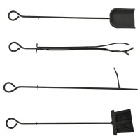 Portalegna da Interno ed Esterno in Metallo a 2 Ripiani, Porta Legna per Interni con Supporti Rimovibili, Paletta, Scopa, Attizzatoio e Pinza, 44.5x29.5x73 cm, Nero