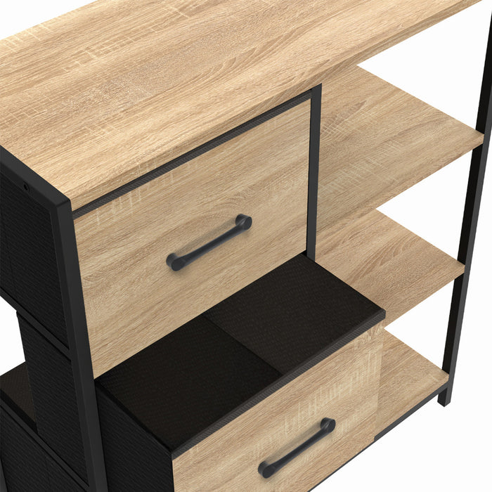 IDMarket - UTAH Aparador de 3 cajones con estantes, diseño industrial, 70 cm