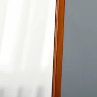 Specchio da Terra e da Parete con Struttura in Legno, Supporto Pieghevole con Cerniera, 37x43x156cm, Noce Chiaro