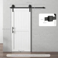 Porta Scorrevole in Stile Country con Binario e Maniglia, in Legno e Acciaio, 183x0.6x4 cm, Bianco e Nero