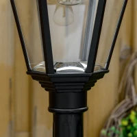 Lampione Solare da Giardino con Luce LED e Sensore di Movimento, Alluminio e Vetro, 22x22x196 cm, Nero