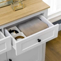 Credenza Mobile da Stoccaggio con 2 Cassetti e 2 Porte con Mensola Regolabile in Altezza, 100 x 40 x 85 cm, Bianco e Effetto Legno