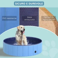 Piscina Pieghevole per Cani in Plastica Bordo Stabile per Animali Domestici Blu 120 x 30 cm (ØxH)