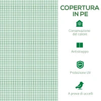 Telo Serra in PE con 6 Finestre, Porta Avvolgibile e Bordi Interrati, 3x3x2 m, Verde