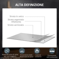 kleankin Specchio Bagno con Luci LED Regolabili, Interruttori Touch e Funzione Antiappannamento, 70x50 cm