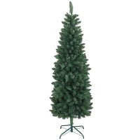 Albero di Natale Artificiale 182.88cm con 479 Rami, Design Alto e Stretto con Base Pieghevole, Verde