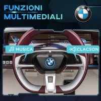 Macchina Elettrica per Bambini 3-6 Anni con Licenza BMW con Telecomando, Clacson e Fari, 115x67x45 cm, Bianca