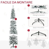 Albero di Natale Innevato a 3 Sezioni con 490 Rami in Metallo e Plastica, 54x54x210 cm, Verde