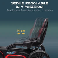 Go Kart a Pedali per Bambini 3-8 Anni con Sedile Regolabile e Ruote in EVA, 100x58x58.5 cm, Rosso Nero