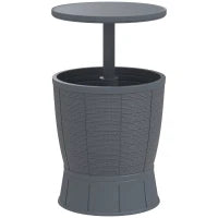 Tavolo da Giardino 3 in 1, Tavolo da Cocktail con Secchio per Ghiaccio, Piano Telescopico per Giardino, Ø 49 x 58-84 cm, Grigio