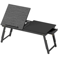 Tavolino da letto pieghevole e regolabile, in bambù con piano inclinabile 83,5x33x34cm Nero