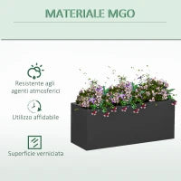 Set da 2 Vasi da Giardino Rettangolari Impilabili per Esterno e Interno, Nero