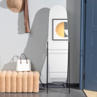 Specchio da Terra a Corpo Intero Senza Cornice, con Supporto in Metallo, 160x40 cm, Nero