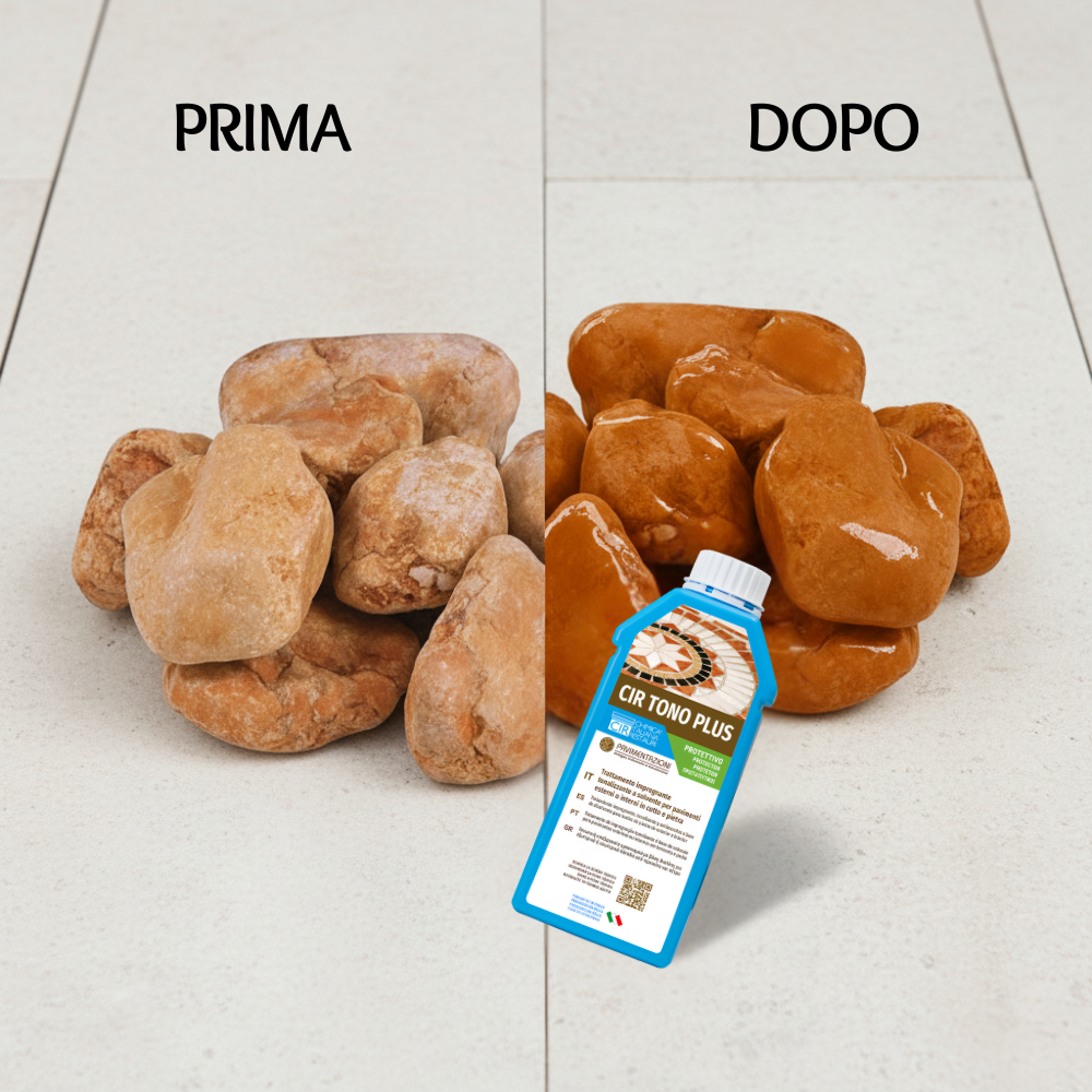 Kit ciottoli rosso verona con cir tono plus effetto bagnato *** misura 25/40, formato 5 kg + 1 l, confezione 1